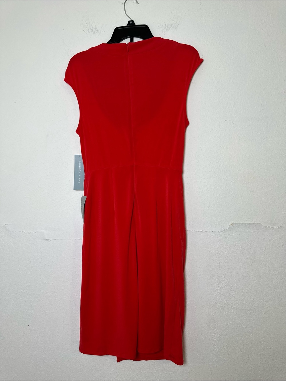London Times Women’s 6 Red Cowl-Neck Side Twist-Front Short Sleeve Mini Dress - Picture 3 of 14